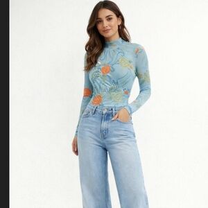 Sweet Pea by Stacy Frati Blue Floral Top